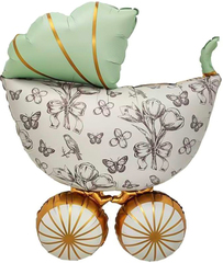 К Фигура, Коляска Ретро, Сатин, Мятный, 36''/91 см, 1 шт.