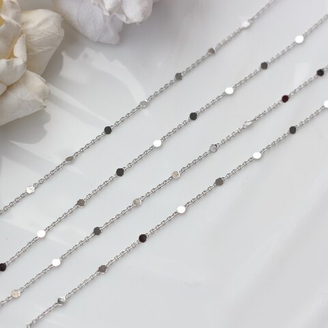 Цепочка с монетками, тонкая, 1,8*1,1 мм, родий, 1 м, А012