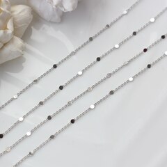 Цепочка с монетками, тонкая, 1,8*1,1 мм, родий, 1 м, А012