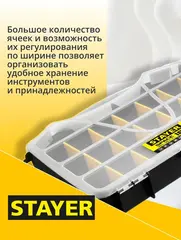 STAYER SPACE-18, 455 х 355 х 70 мм, (18?), пластиковый органайзер с 21 ячейкой (38038-18)