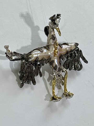 Аист ИОШИ (брошь-кулон из серебра)