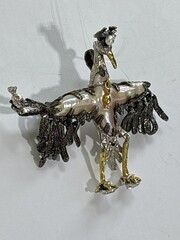 Аист ИОШИ (брошь-кулон из серебра)