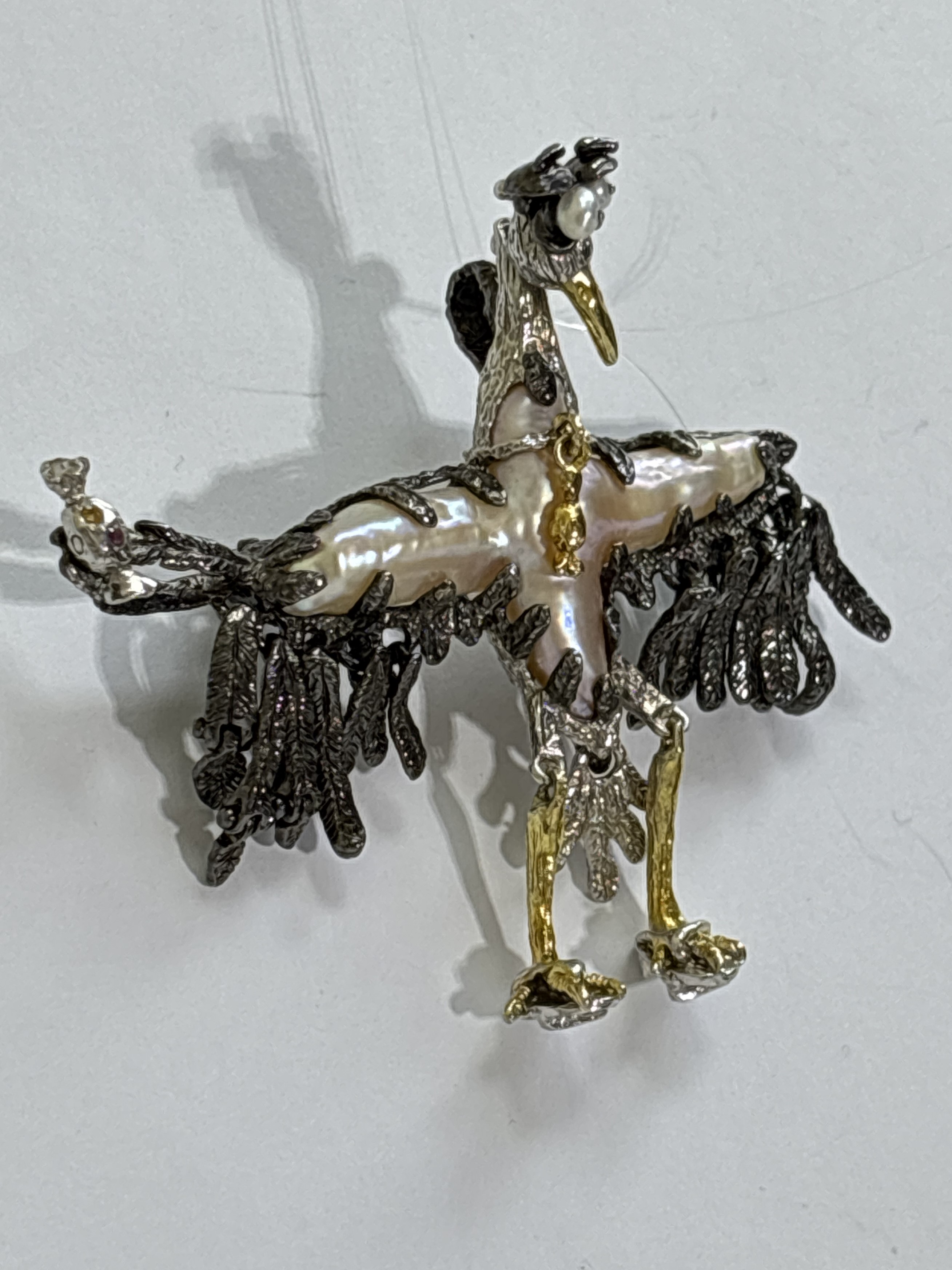 Аист ИОШИ (брошь-кулон из серебра)