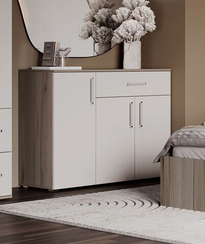 Фиеста NEW Комод 1 ящ 3 двери (1200) (Кашемир, Дуб Крафт серый)