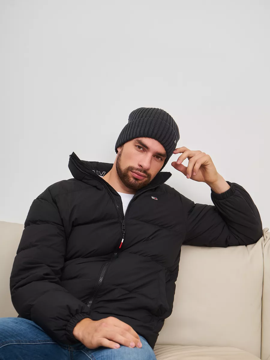 Шапка зимняя на флисе вязаная бини