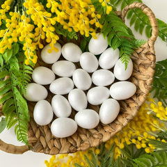 №2 Яйца пасхальные, Белые ОКРУГЛЫЕ, из пенопласта, размер 5*3,5 см, набор 20 штук.