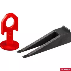 ЗУБР СВП, комплект: 1,0 мм, зажим + клин, 50 + 50 шт, система выравнивания плитки (33831-H50)