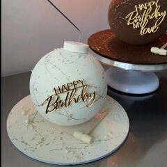 Топпер боковой для торта Happy Birthday 1 золото