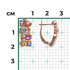02-4671-00-730-1110-57- Серьги из золота с миксом полудрагоценных  камней