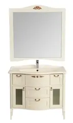 Тумба под раковину Акватон Версаль 100 см напольная, слоновая кость, 1A188001VSZA0 в комплекте с зеркалом