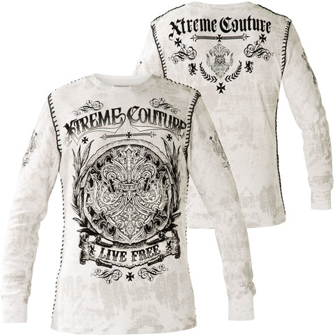 Xtreme Couture | Пуловер мужской Keep Out White Thermal X1786I от Affliction детали перед и спина