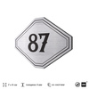 Номерок на дверь квартиры 87, для кабинета, офиса, шильдик 9 х 7 см, серебристый, Айдентика Технолоджи