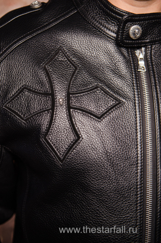 7.17 Studio Luxury | Куртка кожаная мужская ST226860 крест спереди