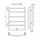 Полотенцесушитель электрический Terminus Классик П5 500x596, ТЭН HT-1 300W, левый/правый