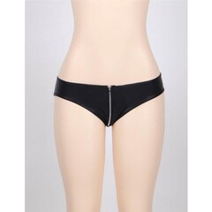 Трусики виниловые Ohyeah Leather Zipper Black на молнии, 3XL