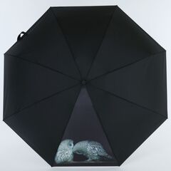 Карманный черный мини зонт NEX две совы