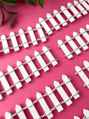 Заборчик декоративный, миниатюра, цвет белый, 7-8 делений, 9*3 см, набор 8 шт