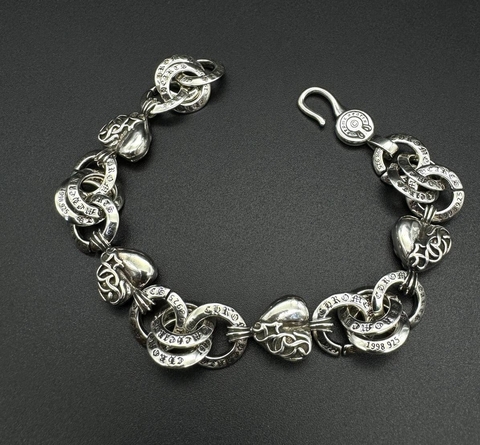 Браслет сердце из стали с посеребрением style by CHROME HEARTS