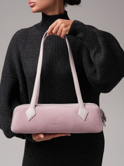 Сумка женская багет на плечо розовый дым