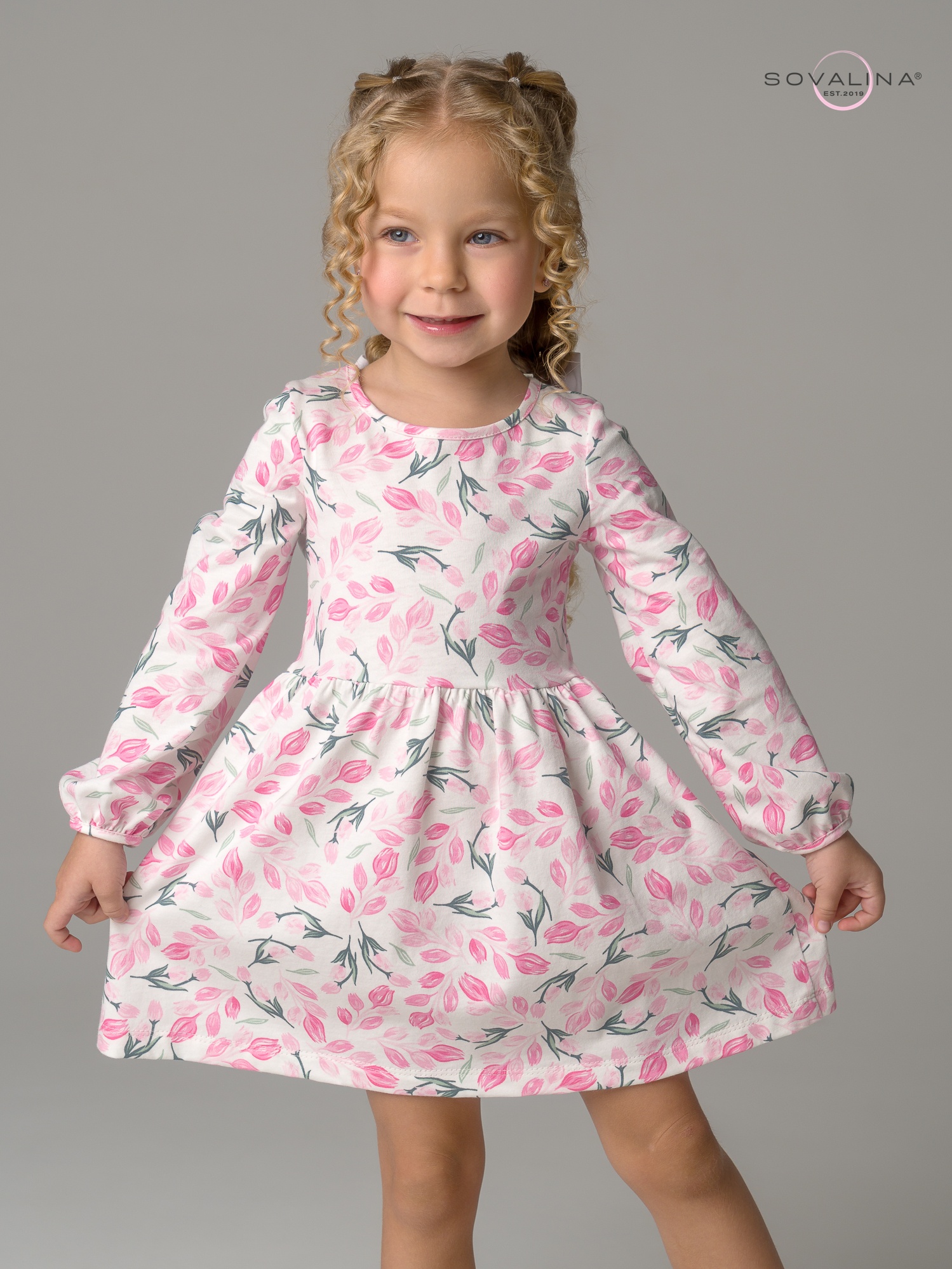 Платье Моана розовые тюльпанчики