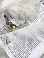 Белые перья на ленте марабу и страус