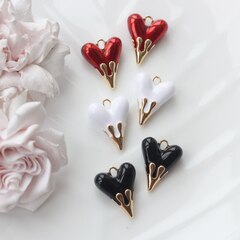 Подвеска с Сердце с красной эмалью, 25*20 мм, позолота, П903