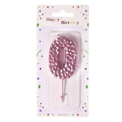 
          Свеча для торта Alingar, 5-6 см, на пике, "Цифра 0", цвет розовый перламутр, блистер с европодвесом