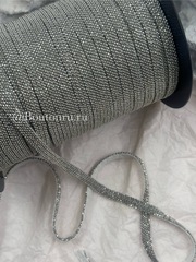 Тесьма серебристая мониль (6 рядов) на тканевой основе