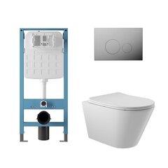 Aqueduto AQDS340T AQD комплект: TECNICA Novo Система инсталляции для подвесного унитаза, CIRCULO Novo Панель смыва, хром, CONE Tornado Унитаз подвесной 525*360 безободковый, Tornado, сиденье с микролифтом, белый глянцевый фото