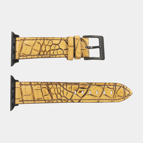 Ремешок для Apple Watch 40/41/42 mm из кожи аллигатора, бежевогоо цвета винтаж
