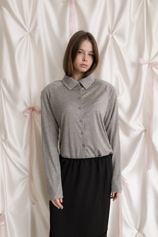 Лонгслив тенсель на пуговках (серый)