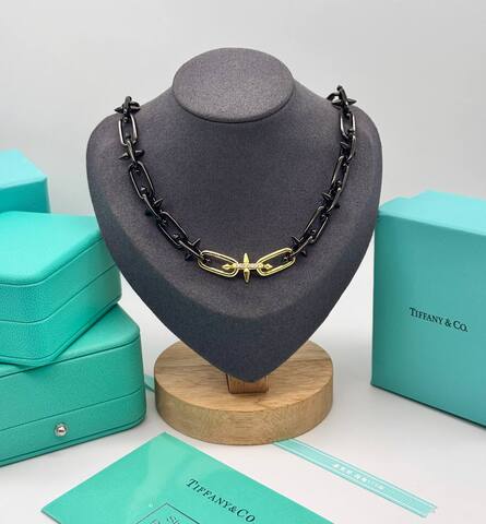 Колье-цепь двухцветное чёрное с золотом TITAN by Tiffany/FARRELL WILLIAMS