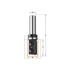 Фреза обгонная с верхним подшипником сменными ножами HM Z2 S=8 D=16x35x80 RH CMT 656.160.11