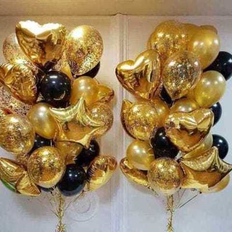Воздушные шары на день рождения, гелиевые шары для него, фонтан из шаров, латексные шары, фольгированные фигуры сердце, золотые сердца и звезды