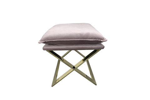 Пуф велюровый 46x45x47см Garda Decor розовый на золотых опорах