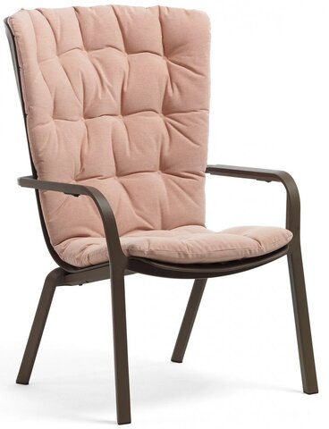 Лаунж-кресло пластиковое с подушкой Nardi Folio, табак, розовый