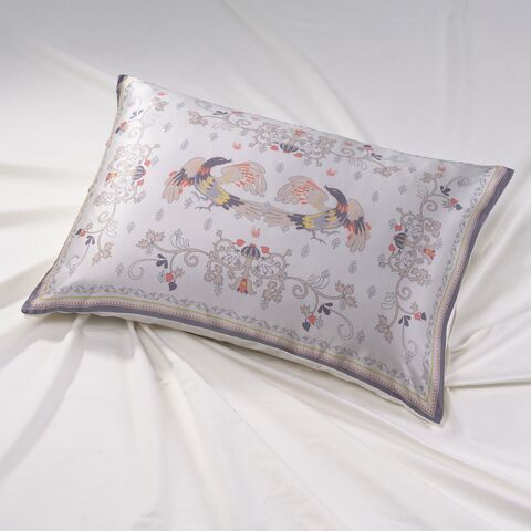 Наволочка 50x70 Mollen Мезенская роспись жемчужно-белая шелковая