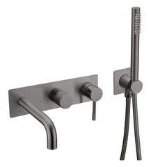 Boheme Смеситель встроенный + ручной душ + излив Uno Gun Metall