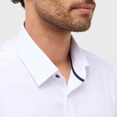 Сорочка мужская Eterna Slim Fit 1181-G171-00 белая с контрастной отделкой, короткий рукав