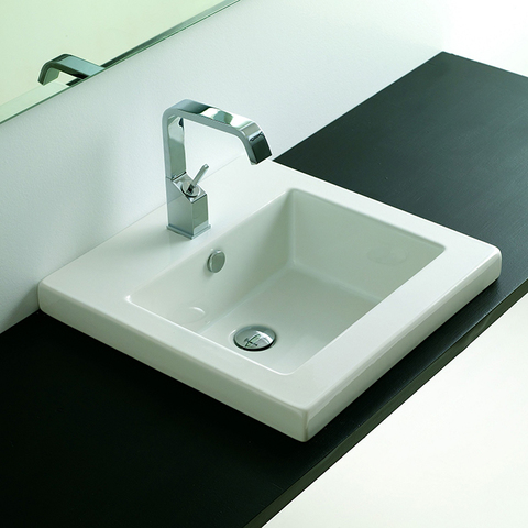 ArtCeram WASHBASINS GAP  Раковина встраиваемая  51х51 см, с 1 отв под смеситель, со слив переливом, цвет белый. GPL005 01 00 bi*1