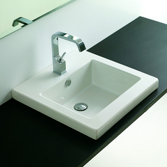 ArtCeram WASHBASINS GAP  Раковина встраиваемая  51х51 см, с 1 отв под смеситель, со слив переливом, цвет белый. GPL005 01 00 bi*1 фото