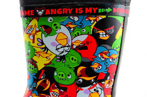 Резиновые сапоги для мальчиков утепленные Энгри Бердс (Angry Birds), цвет черный. Изображение 8 из 11.