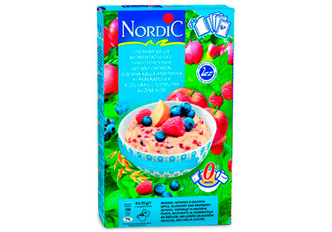 Овсяная каша Nordic с яблоками, черникой и малиной, 210г