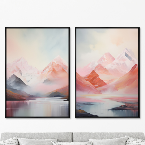 ArtNoMore - Набор из 2-х репродукций картин на холсте Landscape collection, Pink Mountains, 2024г.