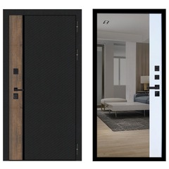 Купить Входная дверь М101 ФЛП-26 шагрень черная вставка грецкий орех ФЛЗ-23 velluto bianco