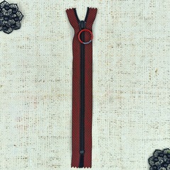 Молния спираль Т5, L 19 см, чёрный с бордовым