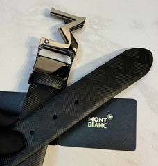 Двусторонний ремень Montblanc из кожи черного цвета 35мм