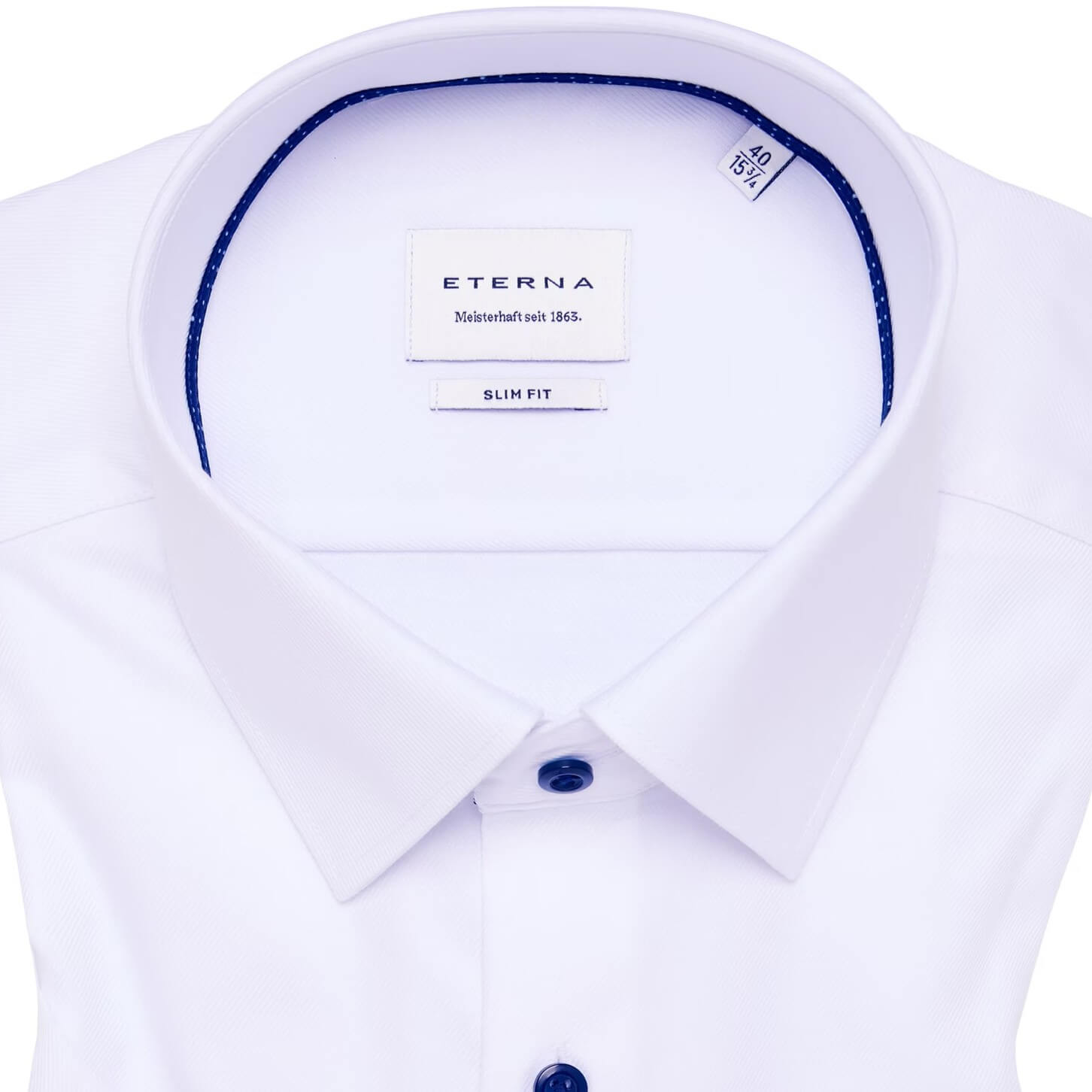 Сорочка мужская Eterna Slim Fit 1181-G171-00 белая с контрастной отделкой, короткий рукав