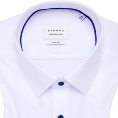 Сорочка мужская Eterna Slim Fit 1181-G171-00 белая с контрастной отделкой, короткий рукав