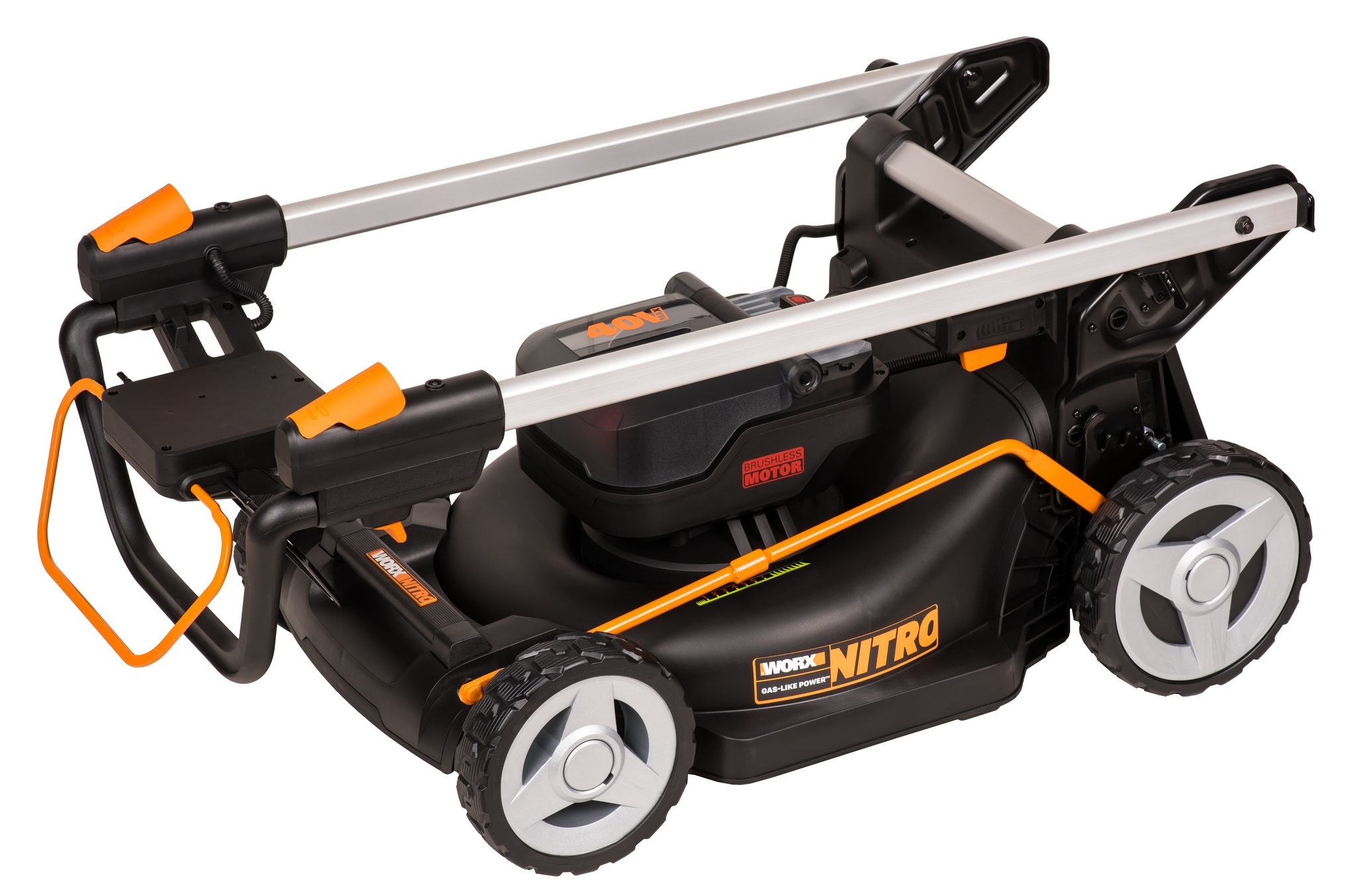 Газонокосилка аккумуляторная самоходная WORX 46 см NITRO WG749E, бесщеточная, 40В, 4Ач х2, ЗУ 2А х2,